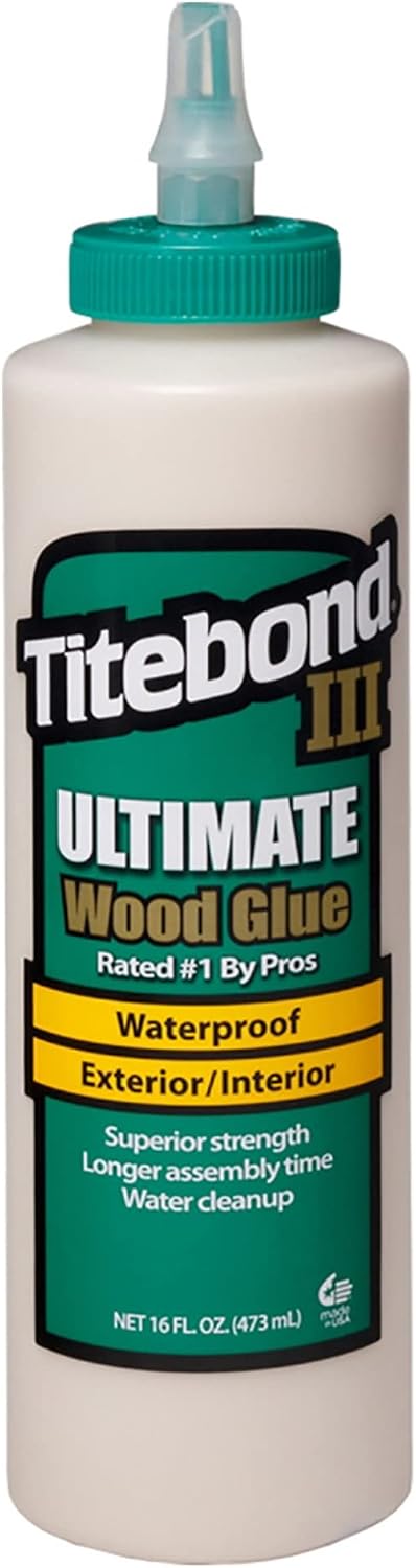 Titebond III Ultimate Wood Glue 16 Oz. (12 Pack) – Premium Professional Woodworking Adhesive, Waterproof, Strong Initial Tack, Interior/Exterior Use, Easy Water Cleanup – 1414