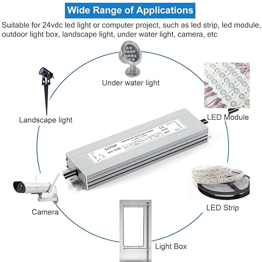 LLTOP LED Driver 100 Watts 100-264V AC to 24V DC 4.16A Power Supply Waterproof - Image 6
