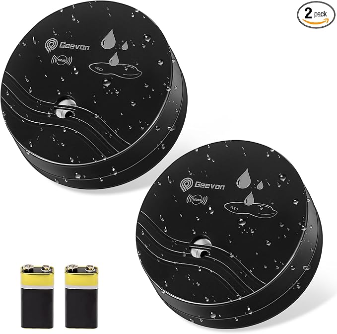Geevon 2 Pack Water Leak Detectors, 100dB Water Sensor Alarms Flood Detector by GEEVON