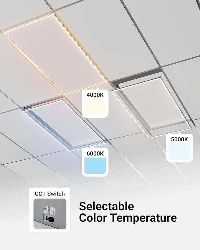 Sunco 2x4 Edge-Lit Frame LED Panel Lights, Drop Ceiling Flat Light Fixture - Image 4