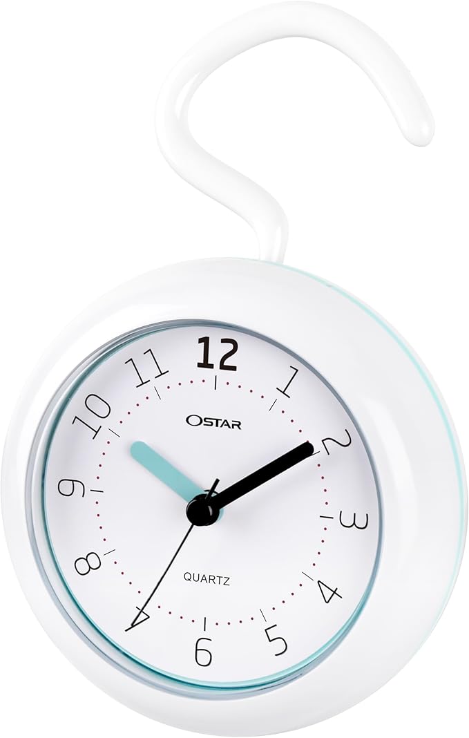 OSTAR Waterproof Bathroom Shower Clock, Analog Quartz Clock Hanging Stand Dual by TrulySilentClocks
