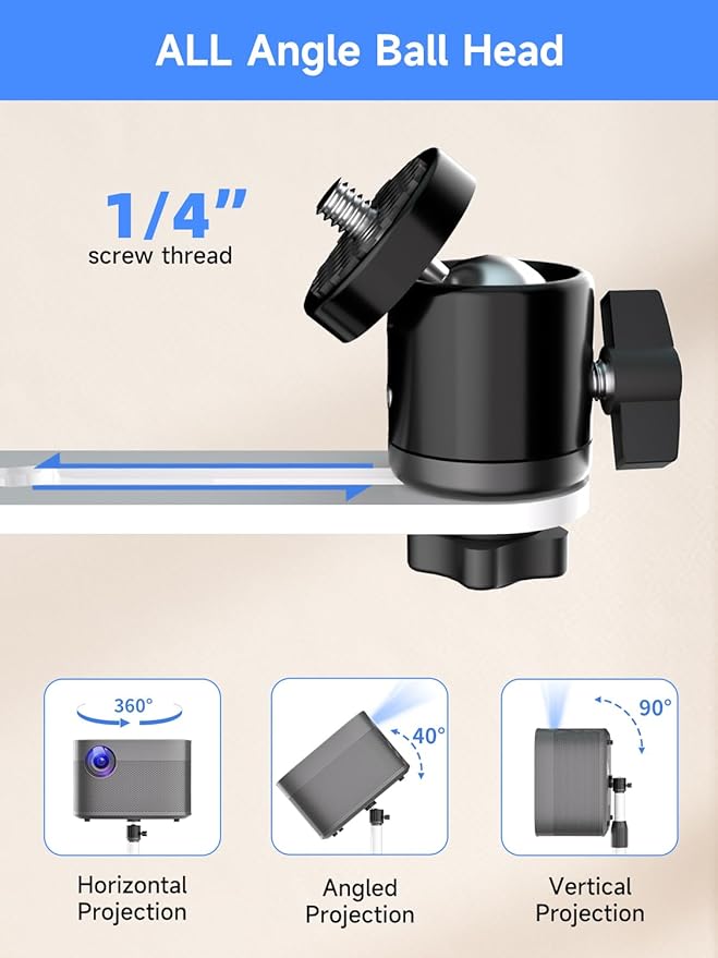 suptek 63.9” Extendable Projector Stand Against Wall Hidden Stand, 360°Swivel - Image 4