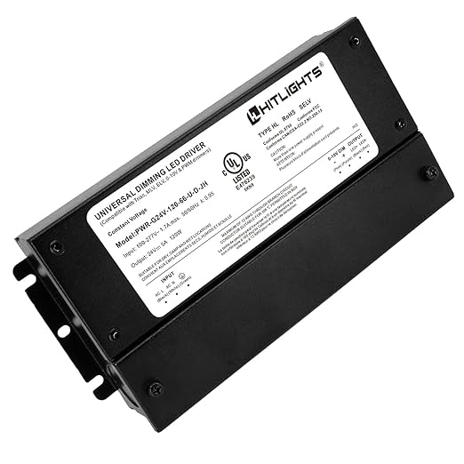 HitLights 120W Dimmable LED Driver, Electronic Transformer, 120V AC to 24V DC by HitLights