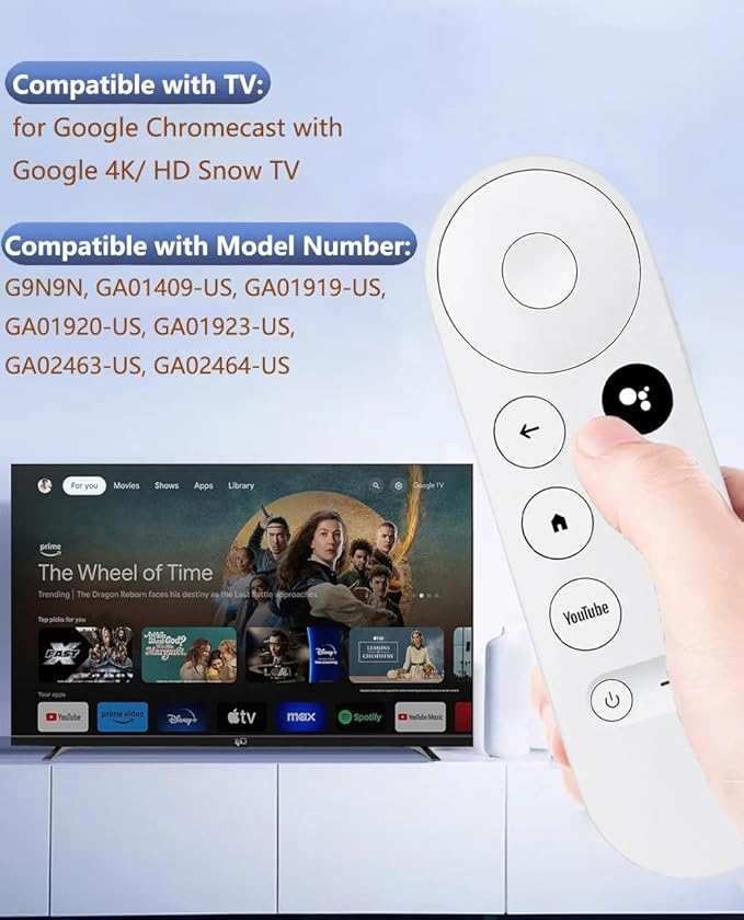 New Voice Remote for Google Chromecast 4k Snow TV, G9N9N Replacement Remote - Image 2