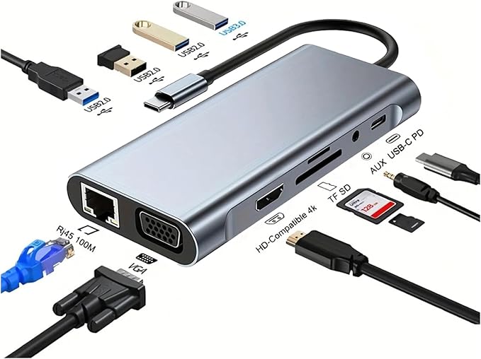 USB C Laptop Docking Station 11 in 1 Type-C Hub by NeucomBBT