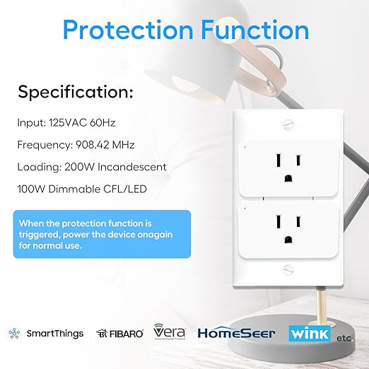 Zwave Dimmer Plug 800 Series 2 Pack, Dimmable Zwave Outlet Built-in Repeater - Image 9