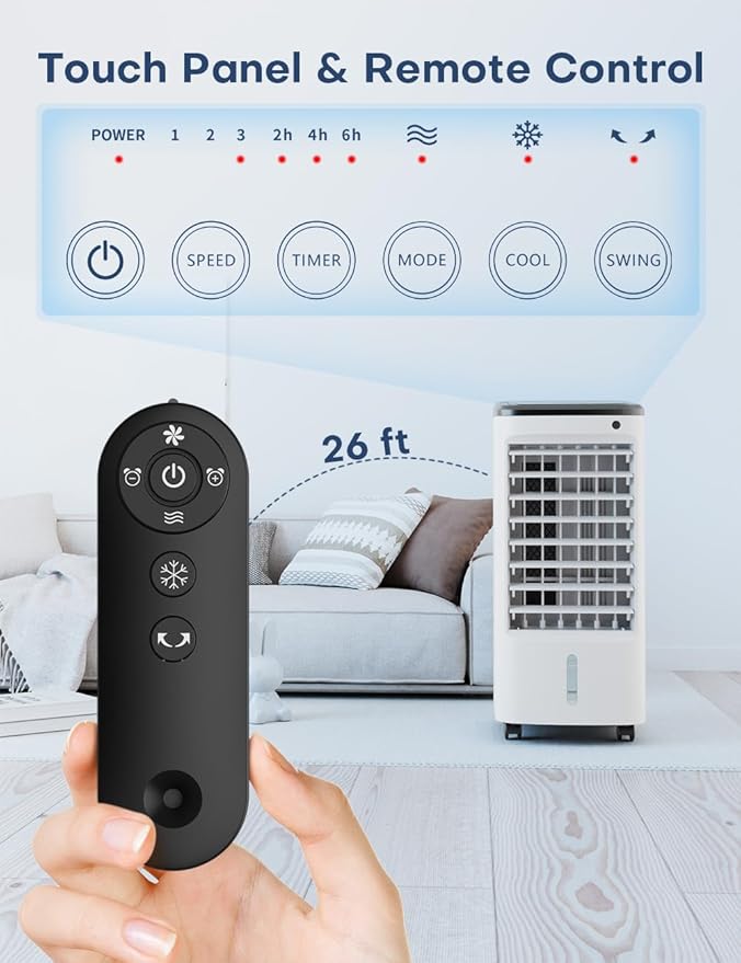 CENSTECH 4-IN-1 Portable Air Conditioners, Evaporative Air Cooler w/3Modes & - Image 7