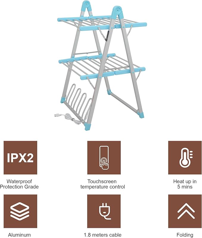 SHARNDY Electric Heated Clothes Drying Rack, Foldable Heated Garment Dryer - Image 5