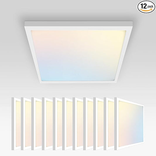 ASD LED 12" Square Flush Mount Ceiling Light Fixture, Low Profile Surface by ASDLightingCorporation