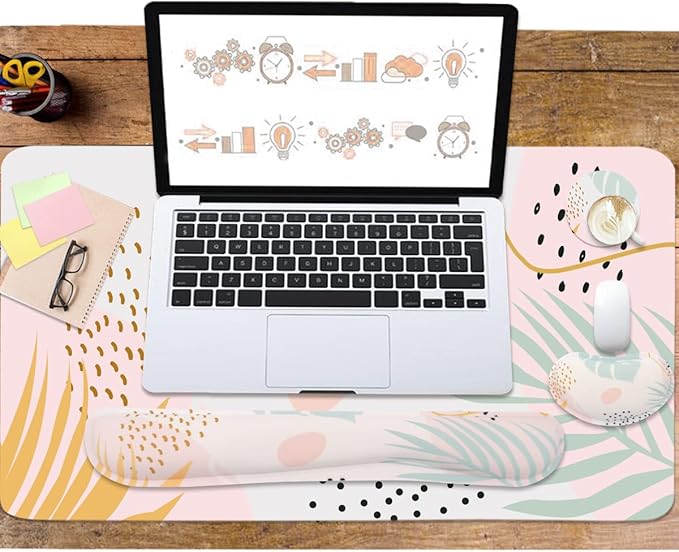 Keyboard Mouse Pad Set, Extended Mouse Pad+Keyboard Wrist Rest Support - Image 6