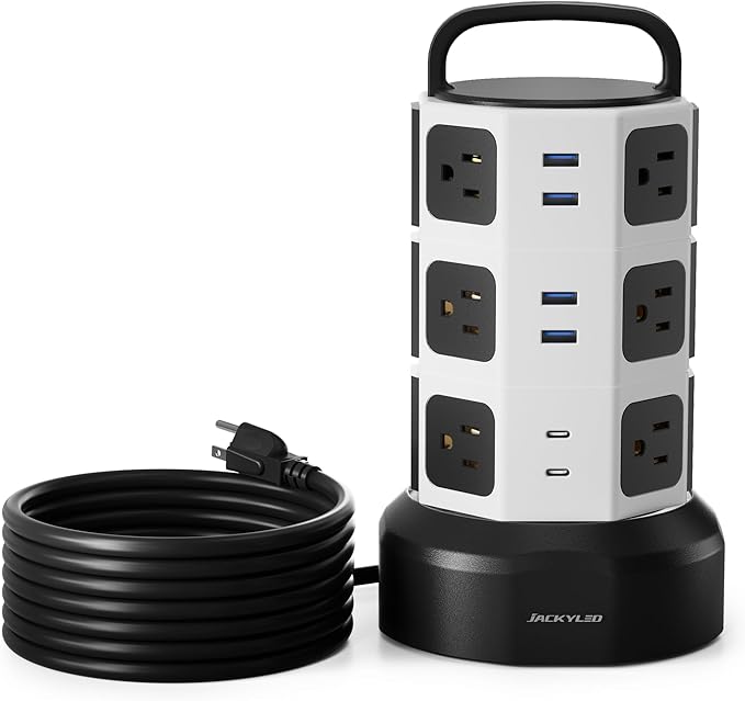 Power Strip Tower Surge Protector, JACKYLED 1625W 13A Outlet Surge Electric by JACKYLED