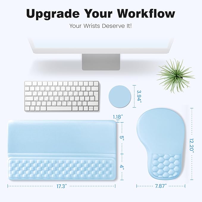 Ospelelf Ergonomic Mouse Pad and Keyboard Stand Wrist Rest Set, Memory Foam - Image 6