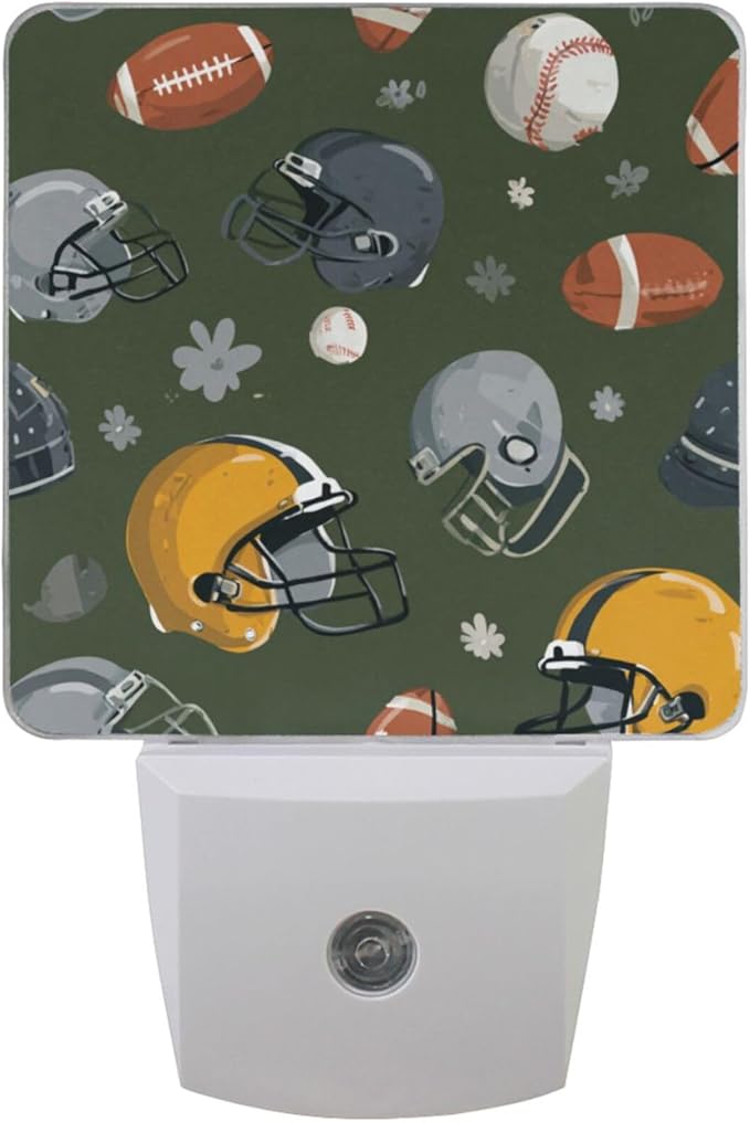 Pigsaly Led Night Light Football Helmets Balls Baseball Night Light Plug in by Pigsaly