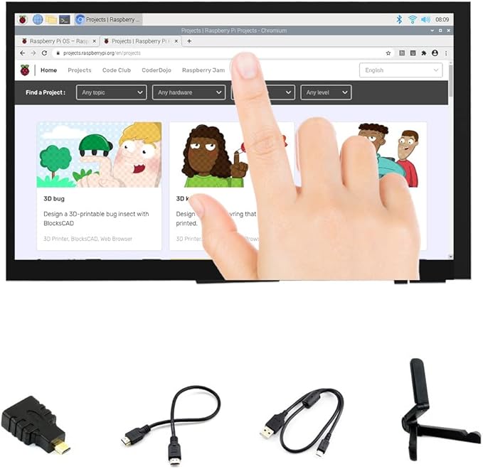Ingcool 7 inch HDMI LCD 1024x600 Resolution Capacitive Touch Screen IPS Display by Ingcool