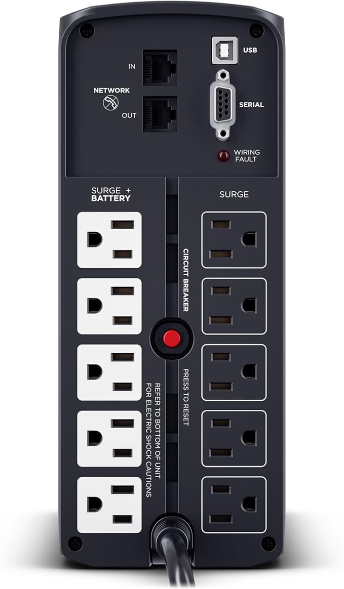 CyberPower CP1000PFCLCD PFC Sinewave UPS Battery Backup and Surge Protector - Image 4