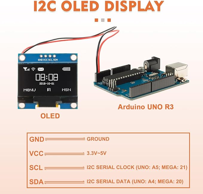 JAMHER 1.3 Inch I2C IIC OLED Display Module 128x64 Pixel Mini Self-Luminous - Image 4
