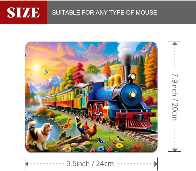 Train Square Mouse pad, Waterproof, Anti Slip Rubber Base, Computer Mouse pad - Image 2