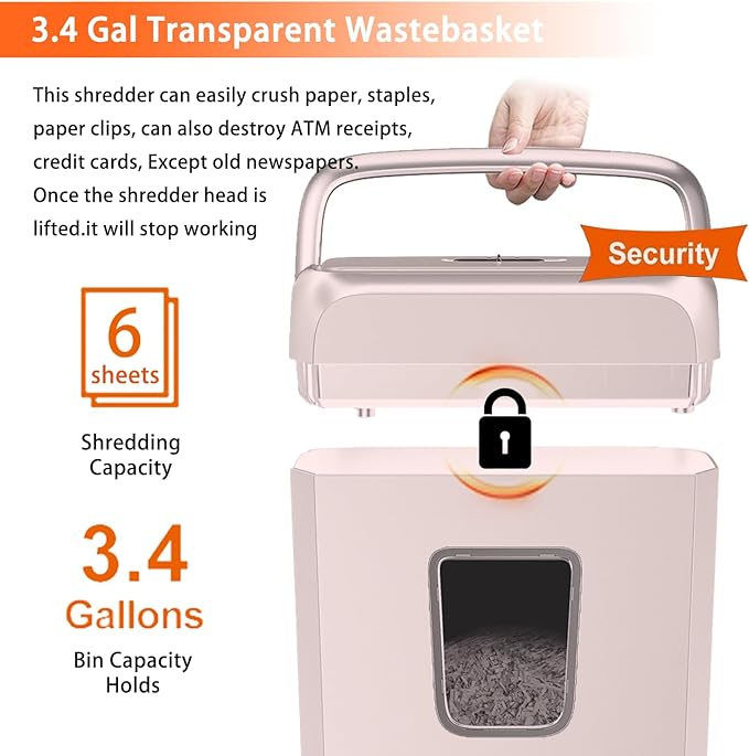 Bonsaii Compact Design for Business Paper Shredder, 6-Sheet Cross-Cut, Credit - Image 5