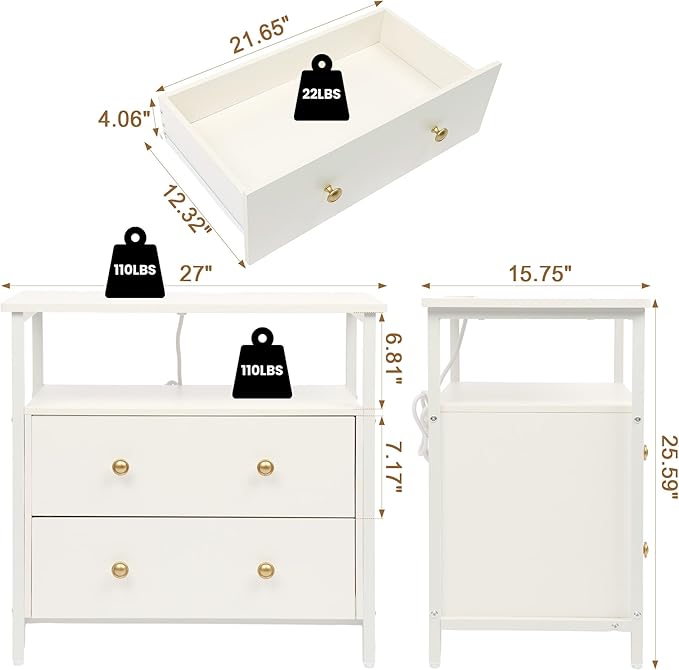Edbuosy 27 inch Wide Night Stand Set 2 - Image 3