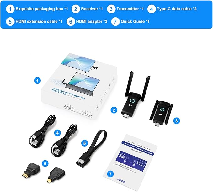 Wireless HDMI Sender and Receiver, HDMI Wireless Adapter Plug and Play - Image 7