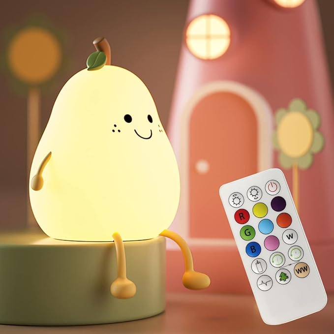Cute Pear Night Light for Kids, Silicone Fruit Pear Cute Lamp by LEDHOLYT