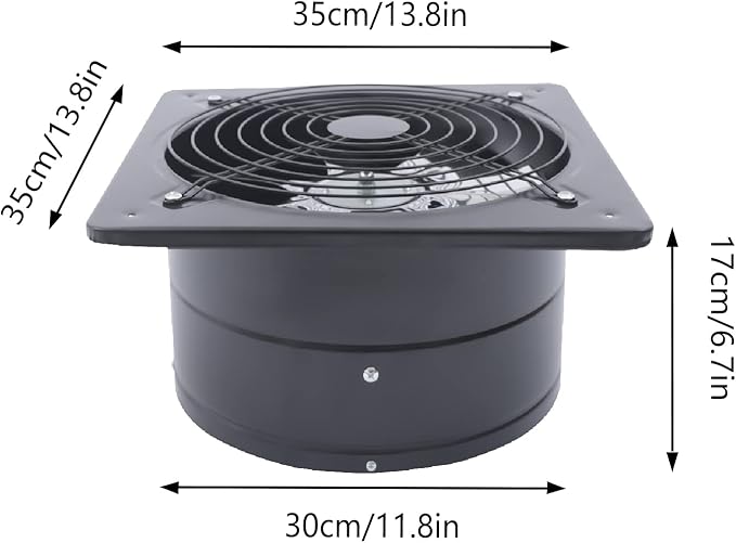 XUFOPLY 12 Inch Exhaust Fan, 110V 125W Wall Mounted Vent Fans 2800RPM Kitchen - Image 4