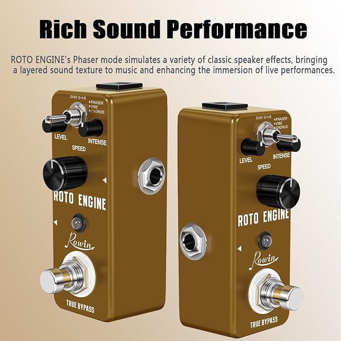 Rowin ROTO ENGINE Rotary Speaker Simulator Effect Pedal Mini Digital Guitar - Image 2
