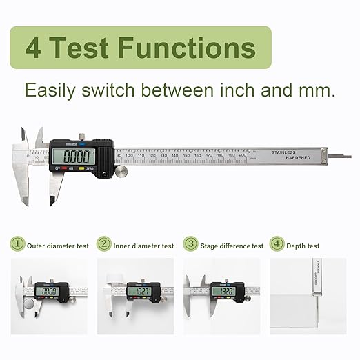 SCITOOLS Digital Caliper 0-8" Measuring Tool - Image 3