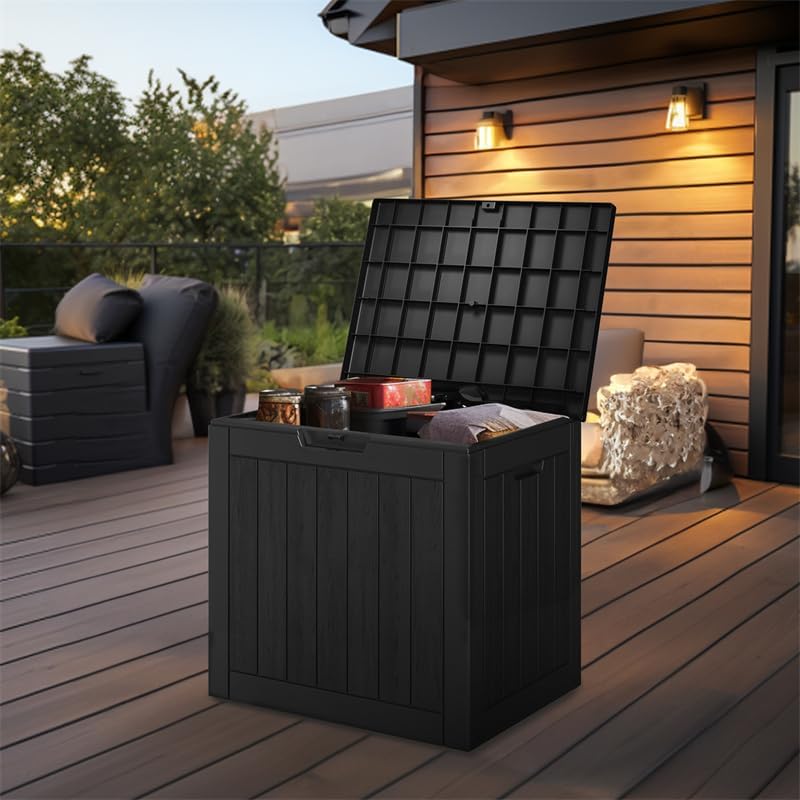 30 gal lockable outdoor storage box waterproof deck, close-up detail