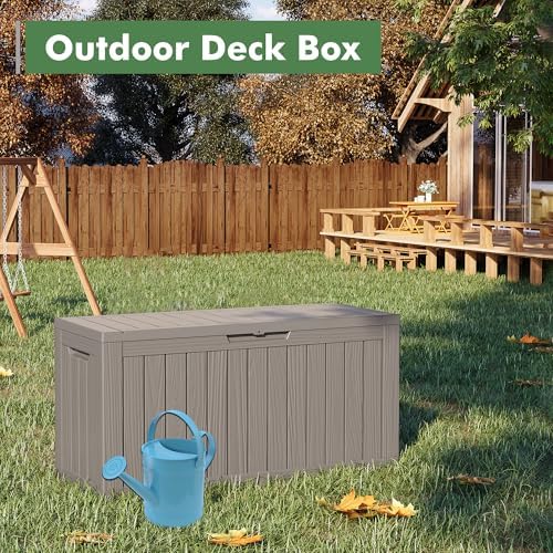 lhbgo 80 gallon deck box large outdoor storage on a desk or shelf