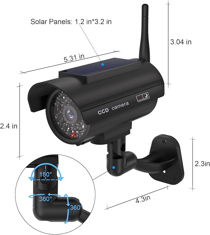 WALI Dummy Fake Camera, Solar Powered Fake Security Camera - Image 8