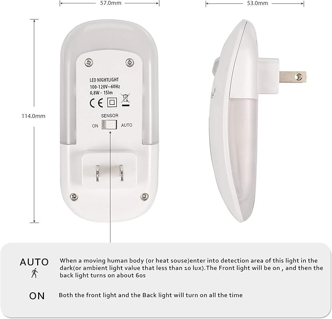 Sensky Motion Sensor Night Light Eye Friendly Front Low Light and Bright Back - Image 6