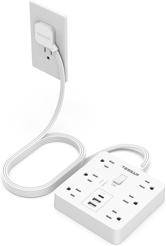 1700J Surge Protector Power Strip, TESSAN 10Ft Extension Cord by TESSAN