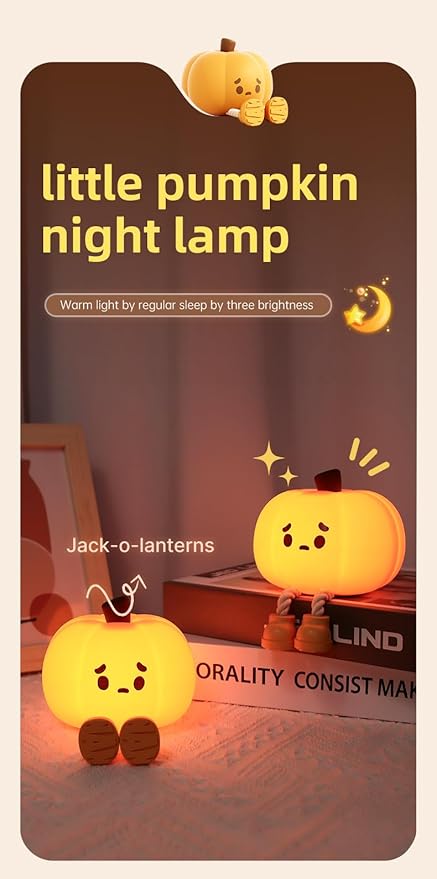 ATSUI Pumpkin Night Light, Halloween LED Squishy Novelty Lamp, Food Grade - Image 2