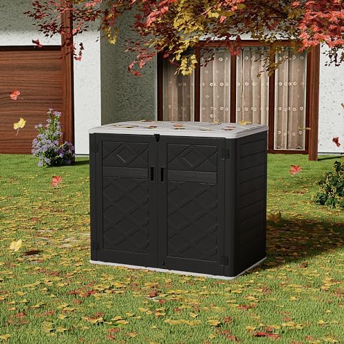 homspark storage shed weather resistance, multi-purpose outdoor storage, side view