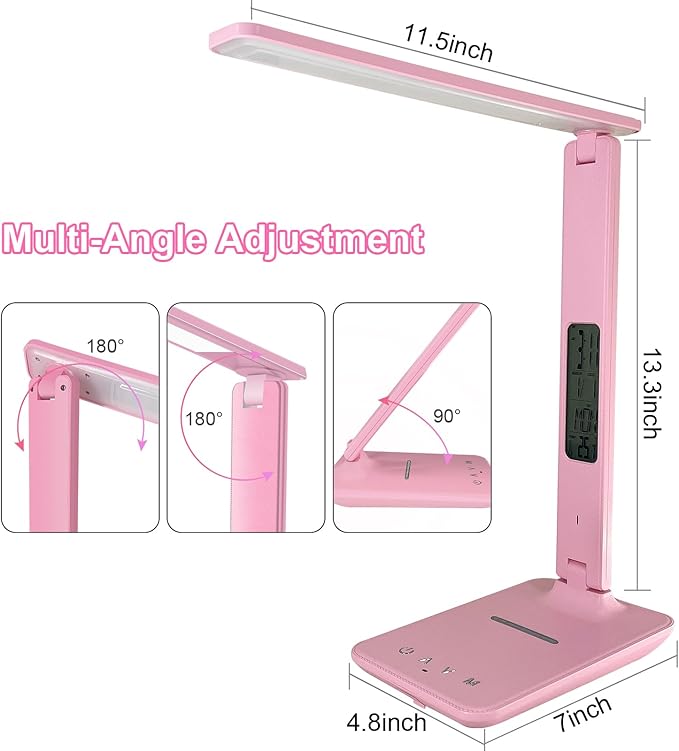 Desk Lamp with Wireless Charger，USB Charging Port, Dimmable Office Desk Light - Image 5