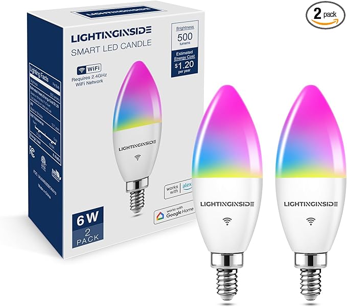 Lightinginside E12 Smart Light Bulbs 60W Equiv., Work by Lightinginside