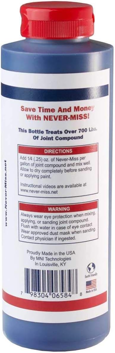 Never-Miss Drywall Mud Tinting Coloring Gel Additive for Finish Coats and Sanding (16.9 oz. Blue)