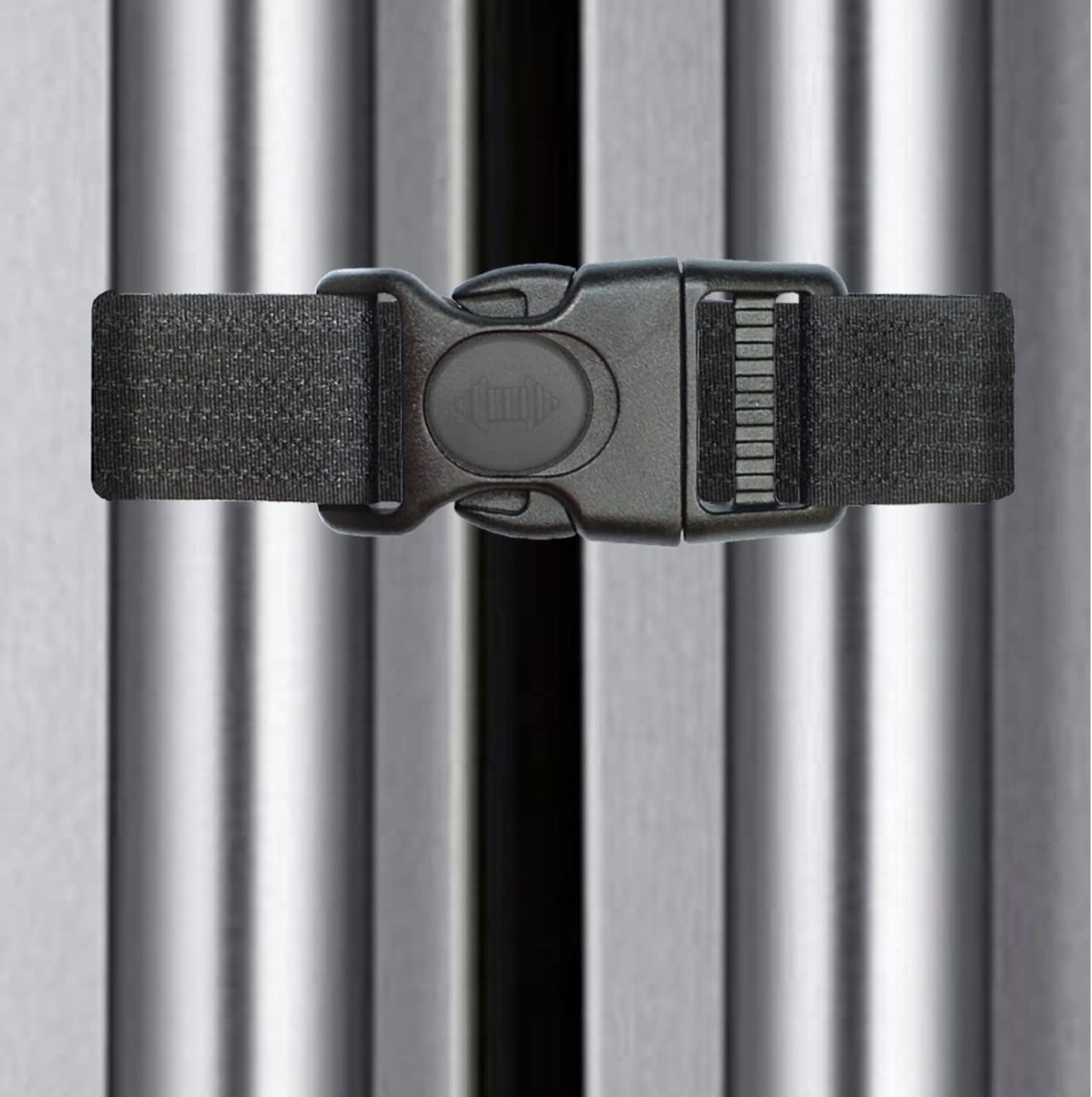 2 Pack Baby Safety Lock Strap, Middle Sliding Button with Dual Protection, Fits Kitchen French Door Refrigerators/Cabinets/RV Doors, Damage-Free Installation
