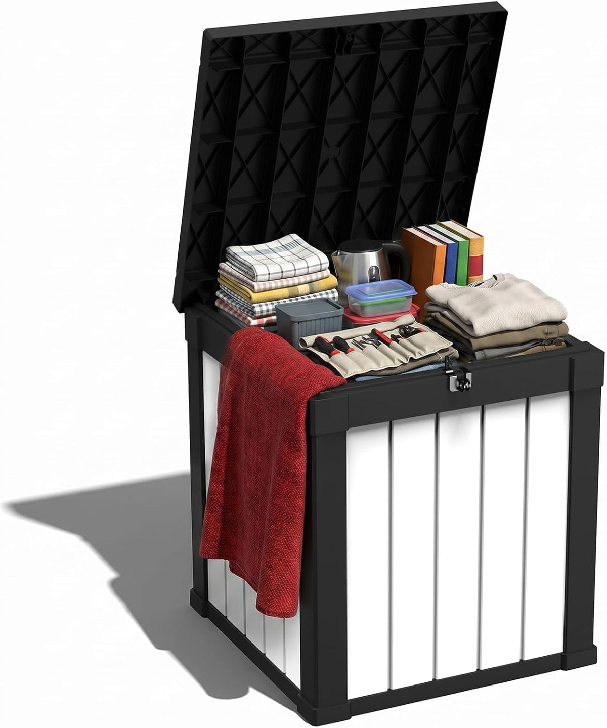rojik 50 gallon resin deck box, lockable waterproof, main product view