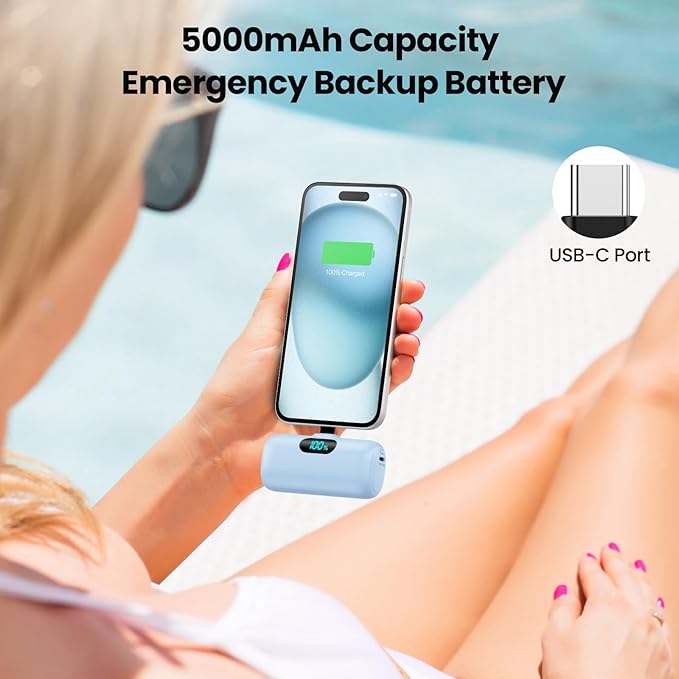 Mini Portable Charger USB C Power Bank, Upgraded 5000mAh PD Fast Charging - Image 4