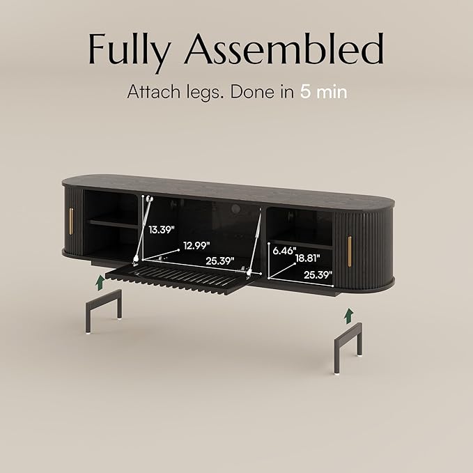 POVISON Fully-Assembled Mid Century Modern TV Stand - Image 2