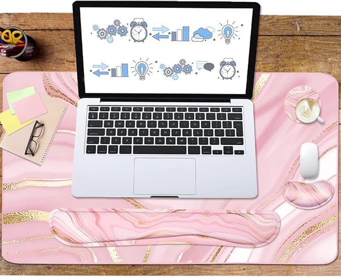 Keyboard Mouse Pad Set, Extended Mouse Pad+Keyboard Wrist Rest Support - Image 6