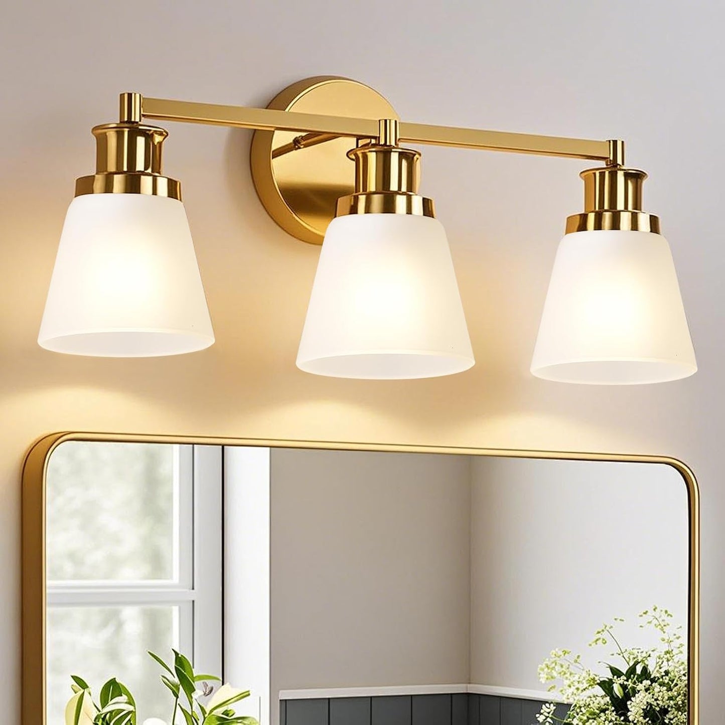 3 Pack White Glass Shade Covers, Glass Lamp Shade Replacements for Light Fixtures, 2.1 Inch Fitter Globes White Lampshades for Chandelier Bath Vanity Lights Wall Sconces Pendants