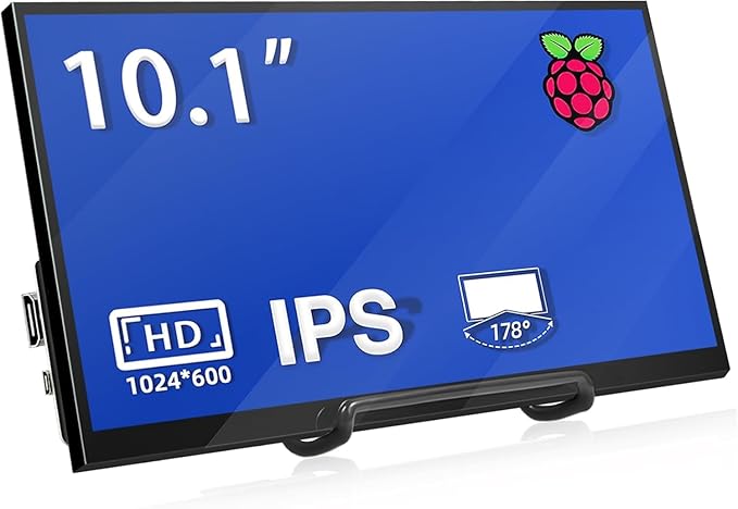 HMTECH 10.1 Inch Raspberry Pi Screen HDMI Monitor 1024x600 LCD Display 16:9 IPS by HMTECH