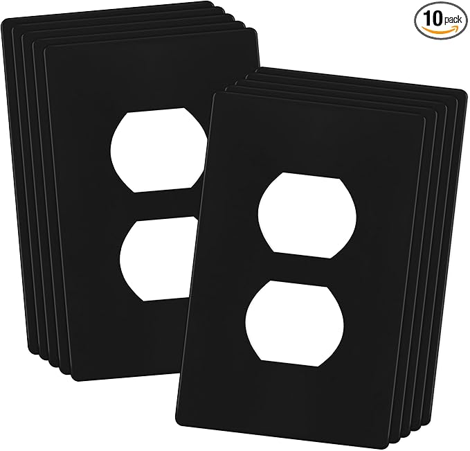 ENERLITES SI8821-BK Duplex Outlet Receptacle Cover, Screwless Wall Plate by Enerlites
