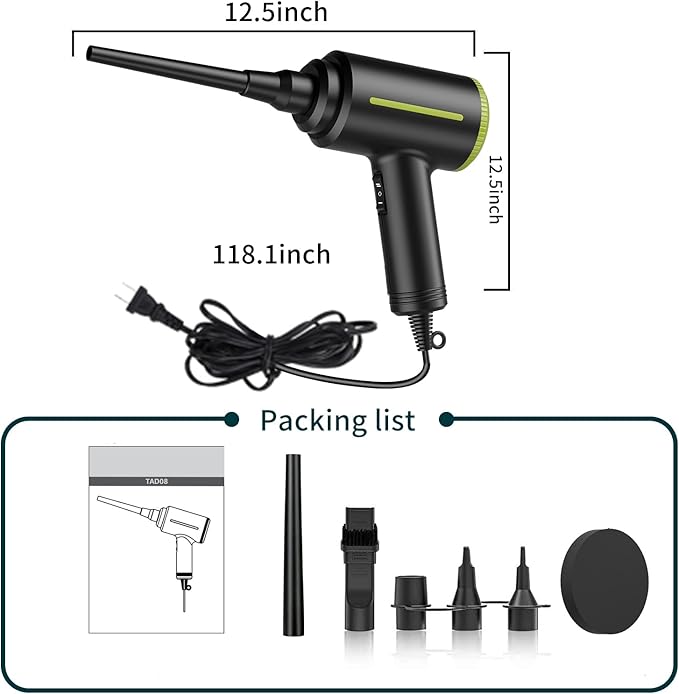 DOROBEEN Compressed Electric Air Blower, Handheld 500W 40000RPM Powerful Cored - Image 7