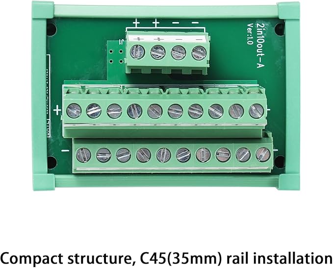 ANMBEST 2 in 10 Out Terminal Blocks Module, 25A DIN Rail and Panel Mounting - Image 4