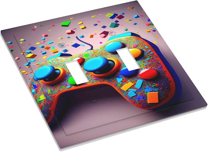 Bvtewkhz Videos Game Controller 2 Gang Double Toggle Decorative Light Switch - Image 3
