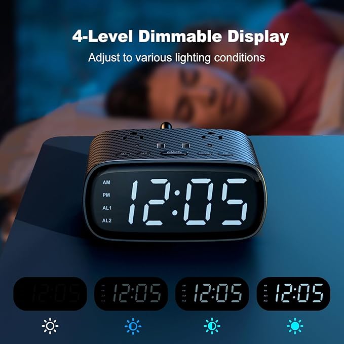 10PCS Alarm Clock with 2 USB-C, 2 USB-A Chargers Power Strip 2 Outlets - Image 5